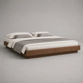 Doppelbett aus MDF mit Walnussfurnier und 2 Schubladen, Walnussbraun, Liegefläche 180 × 200 cm, Gesamtmaß 218 × 188 × 32 cm