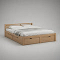 Stauraumbett Doppelbett aus massivem Kiefernholz mit 8 Schubladen, Natur eichefarben, Liegefläche 180 x 200 cm, Außenmaß 218 x 188 x 90 cm