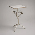 Rechteckiger Beistelltisch aus Aluminiumguss und Spiegelglas, Silber, 45 × 35 × 68 cm