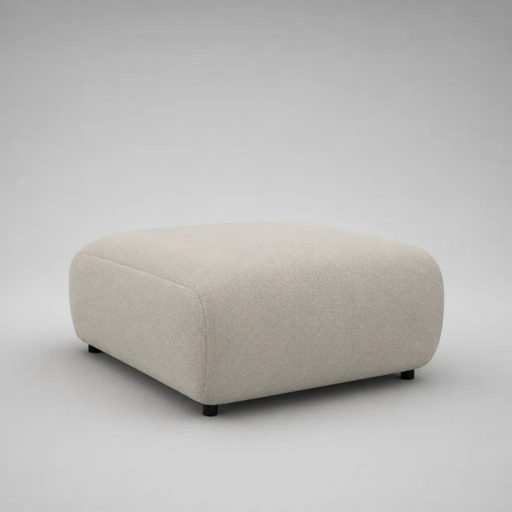 Rechteckiger gepolsterter Fußhocker mit Polyesterbezug, Cremeweiß, 90 × 70 × 42 cm