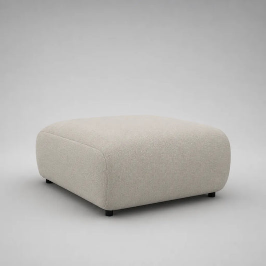 Rechteckiger gepolsterter Fußhocker mit Polyesterbezug, Cremeweiß, 90 × 70 × 42 cm